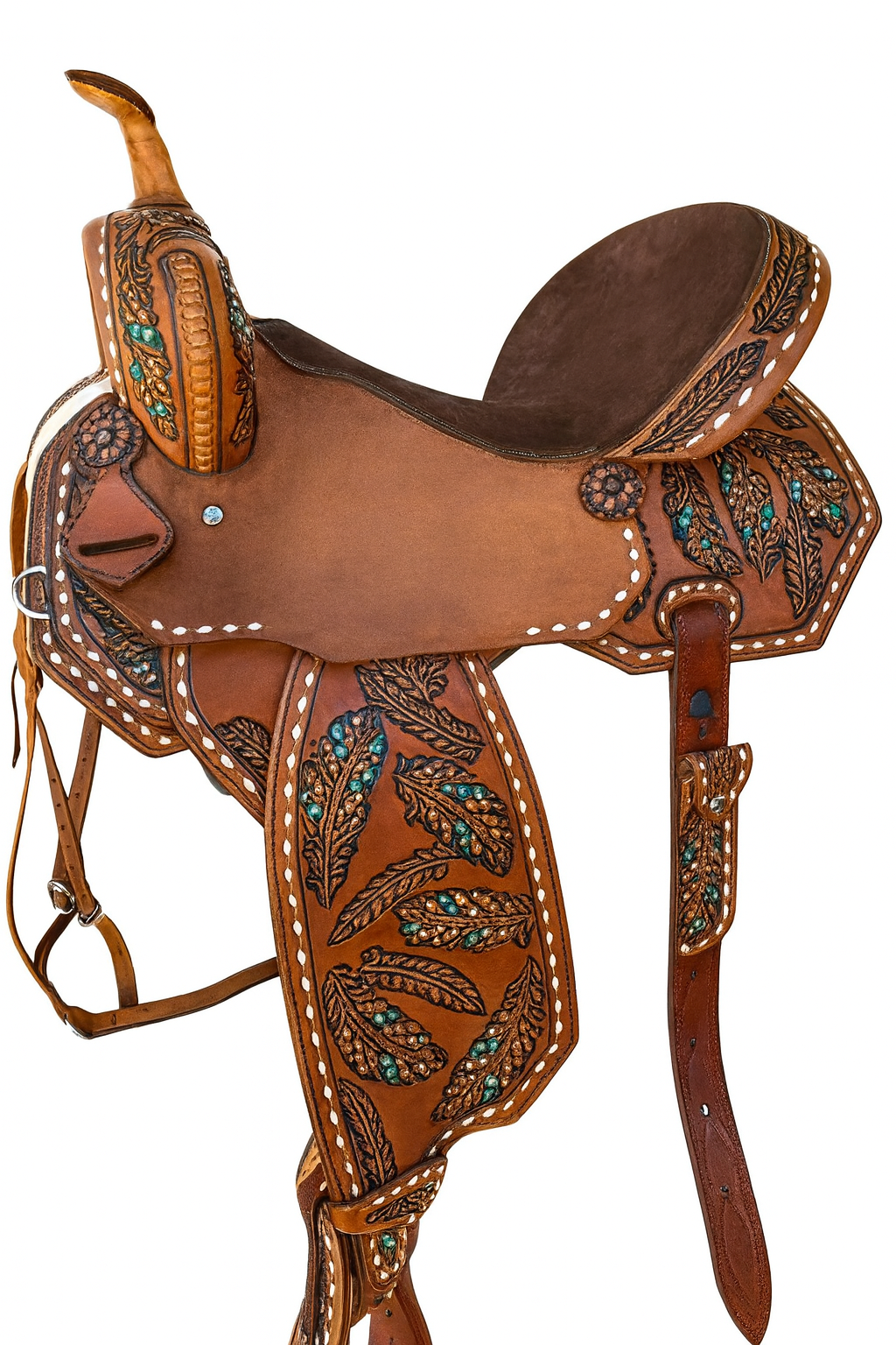 Western Barrel Racing Horse Saddle Premium Leather with tack set 10'' to 18' in